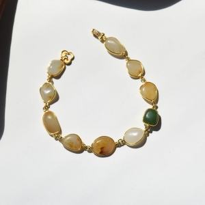 18K籽料和田玉原石手链