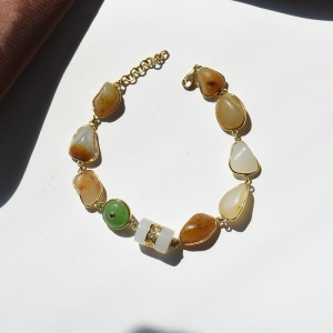 18K籽料和田玉原石手链