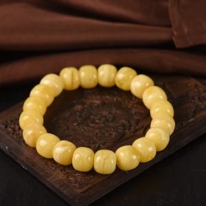 白花蜜蜜蜡老形珠单圈手串