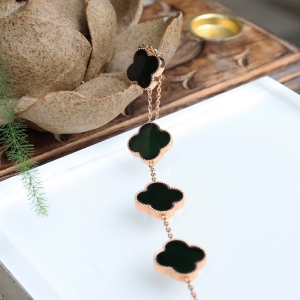 18k冰种墨翠四叶草手链