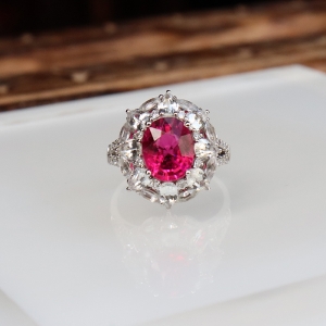 18k玫红碧玺戒指