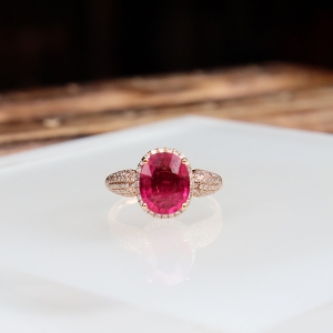 18k玫红碧玺戒指