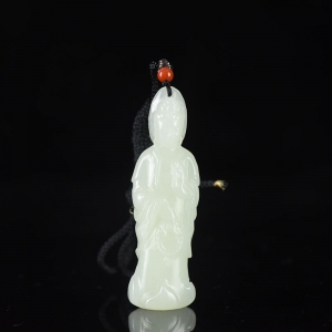 籽料和田白玉观音吊坠