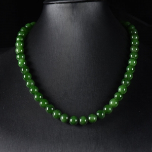 9.5mm山料和田碧玉项链