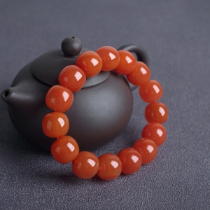 樱桃红南红桶珠单圈手串