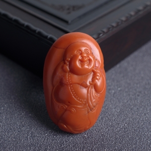 柿子红南红弥勒佛吊坠