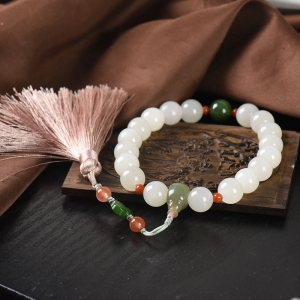 12mm山料和田玉藕粉色手持