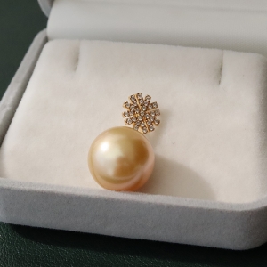 18k海水金色珍珠吊坠