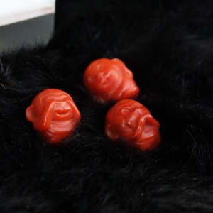 柿子红南红三不猴吊坠