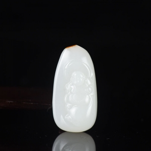 籽料和田白玉弥勒佛吊坠