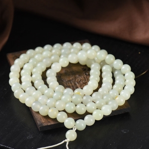 8mm籽料和田白玉108佛珠