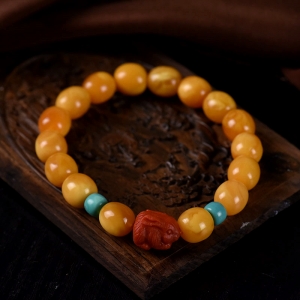 老蜜蜡枣珠单圈手串