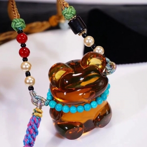 墨西哥蓝珀小熊吊坠