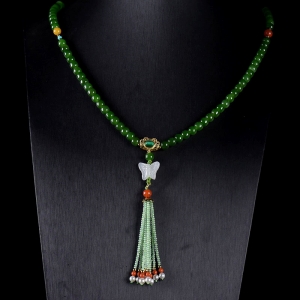 山料和田碧玉老形珠108佛珠