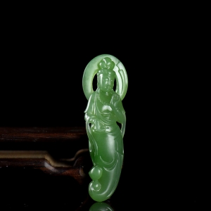 山料和田碧玉观音吊坠