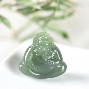 山料和田碧玉财神吊坠