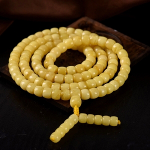 白花蜜蜜蜡老形珠108佛珠
