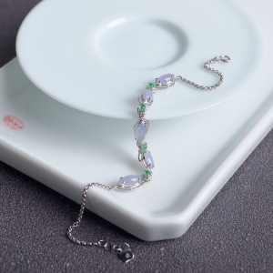 18K冰种浅紫翡翠手链