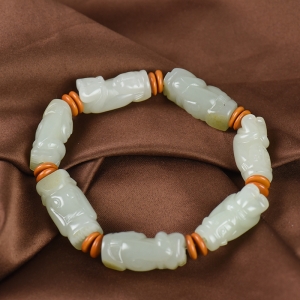 籽料和田白玉玉贵人单圈手串