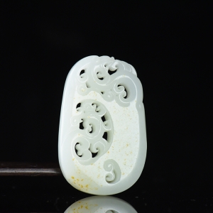 籽料和田白玉龙凤呈祥吊坠