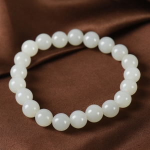 10mm籽料和田白玉单圈手串