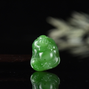 山料和田碧玉弥勒佛吊坠