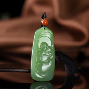 山料和田碧玉弥勒佛吊坠