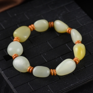 山料和田白玉原石单圈手串