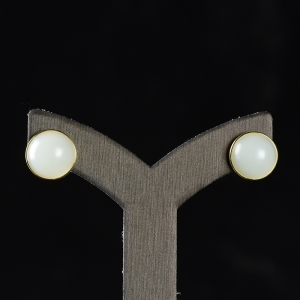 18K籽料和田白玉耳钉