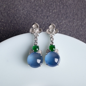 18K冰种紫罗兰翡翠耳坠