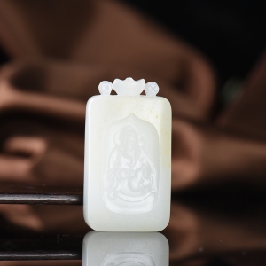 籽料和田白玉财神吊坠