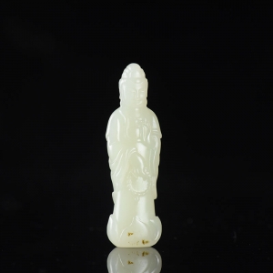 籽料和田白玉观音吊坠