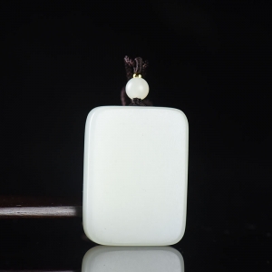 山流水料和田白玉无事牌吊坠