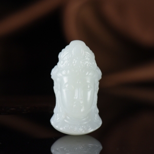山流水料和田羊脂白玉观音吊坠