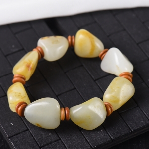 籽料和田玉原石单圈手串