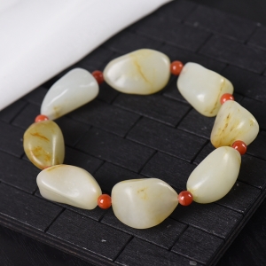 籽料和田玉原石单圈手串