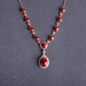 18K阿卡牛血红珊瑚吊坠/项链两用款