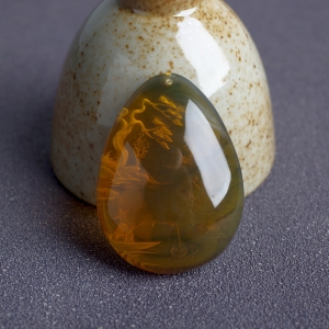 墨西哥蓝珀姜太公钓鱼吊坠