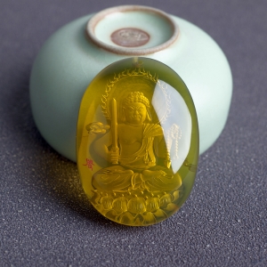 墨西哥蓝珀不动明王吊坠