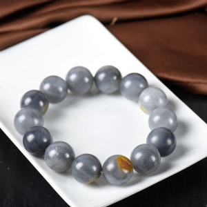 15mm籽料和田玉青花单圈手串