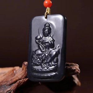 山料和田墨玉文殊菩萨吊坠