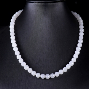 8mm山料和田白玉项链