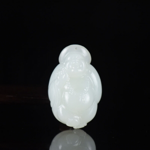 籽料和田白玉弥勒佛吊坠