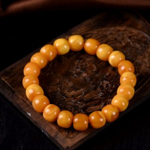 老蜜蜡老形珠单圈手串