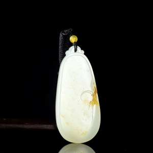 籽料和田白玉无事牌吊坠