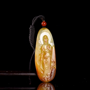 籽料和田白玉观音吊坠