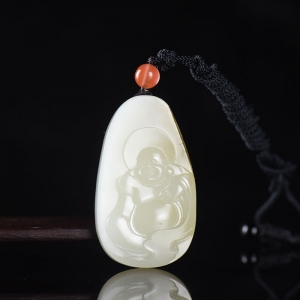 籽料和田白玉弥勒佛吊坠