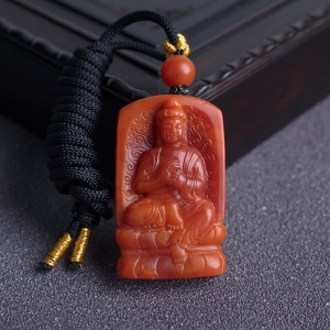 柿子红南红大日如来吊坠