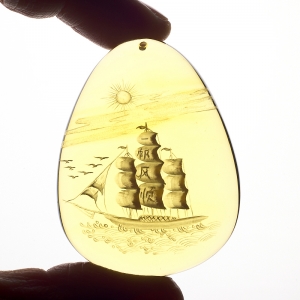 墨西哥蓝珀一帆风顺吊坠