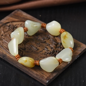 籽料和田白玉原石单圈手串